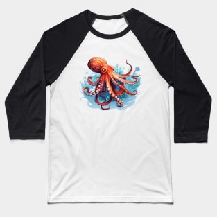 Orange Octopus Baseball T-Shirt
